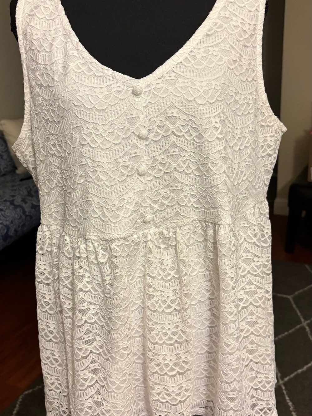 torrid White Lace Sleeveless V-Neck Babydoll Top